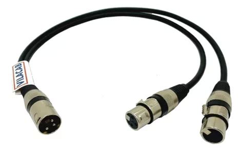 Cabo Y Splitter Divisor 1 Xlr Macho X 2 Xlr Fêmea 3 Metros