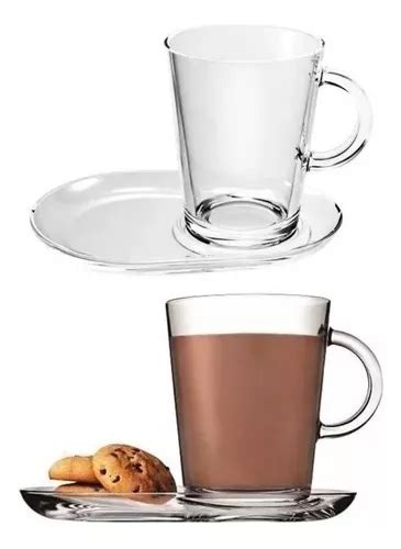 Taza Jarro Vaso Mug C Plato Vidrio Set X2 400cc Bulgaria