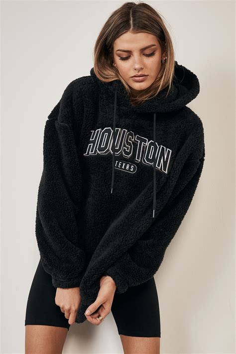 Fluffy graphic hoodie - black/houston Factorie Hoodies & Sweats ...