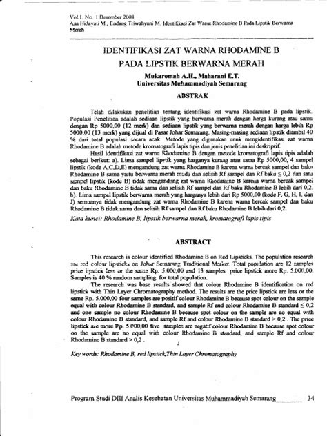 Pdf Jurnal Identifikasi Zat Warna Rhodamine B Dokumen Tips