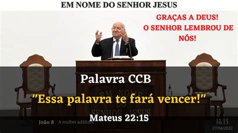 Palavra Ccb Hoje Online Culto Online Quarta Feira