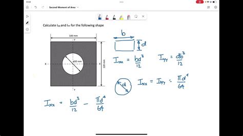 Second Moment Of Area Calculation For Simple Symmetrical Shapes Example 1 Youtube