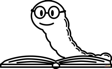 Bookworm Coloring Pages Worm Clipart Printable Book Cute Inchworm Clip