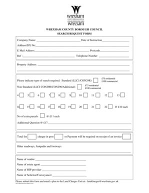 Fillable Online Wrexham Gov Search Request Form Wrexham County