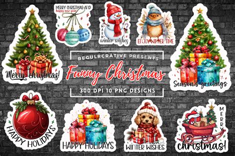 Printable Christmas Stickers Bundle Graphic By Regulrcrative Creative