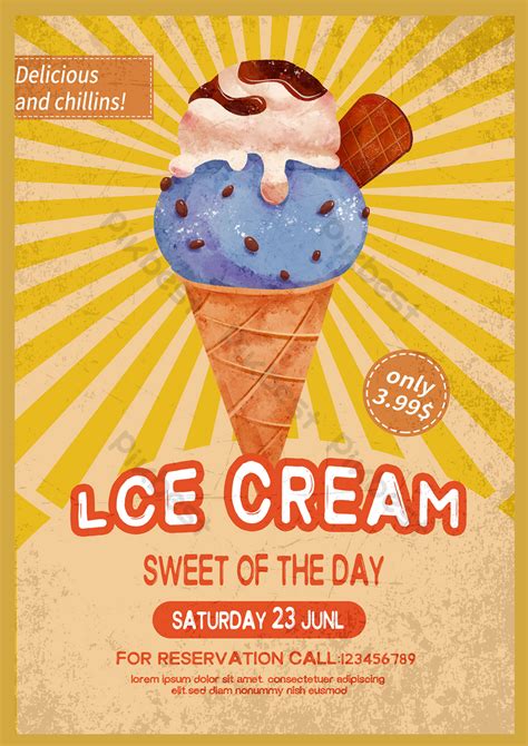 Retro Ice Cream Poster Template Psd Free Download Pikbest