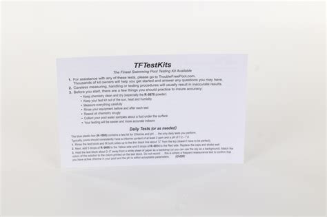 TF-100 Laminated Instruction Card