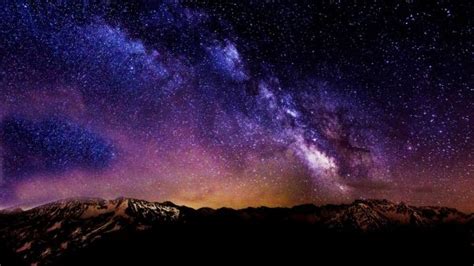 Wallpaper Trees Landscape Forest Mountains Night Galaxy Nature