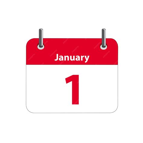Folha de calendário com a data de 1o de janeiro sobre um fundo branco ...