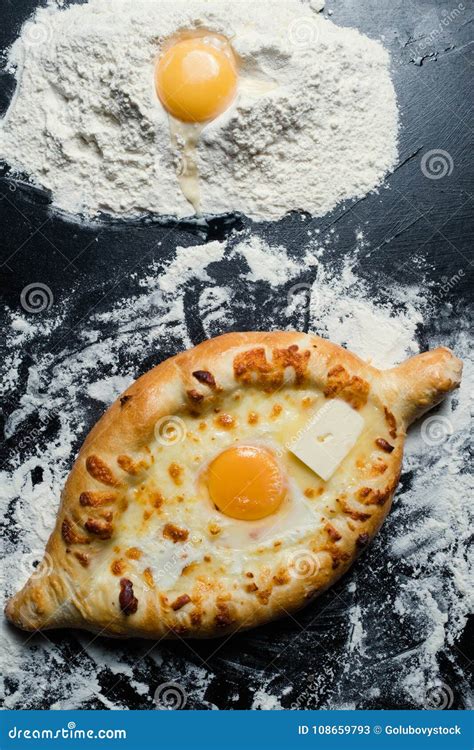 Khachapuri Adjara Georgian Cuisine Baked Bread Stock Image Image Of