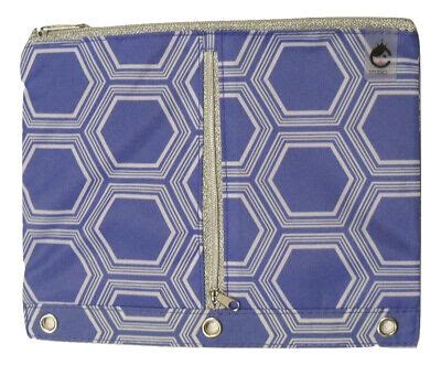 Storage Pouch For Binders Blue Hexagon X Zipper Pockets