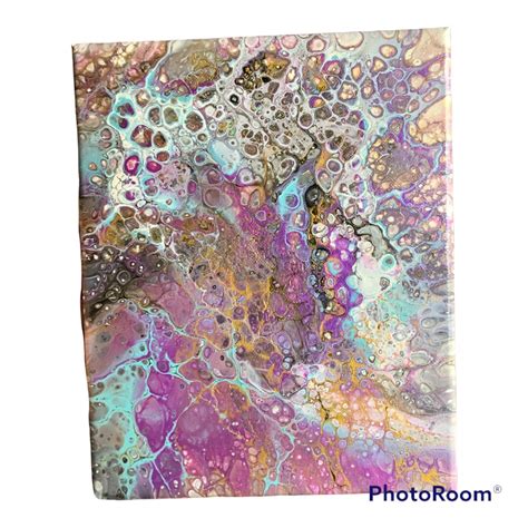 Acrylic Pour Canvas Painting, 8x10 Canvas Pour Painting, Fluid Art ...