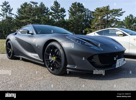 Front view of a matte black Ferrari 812 Superfast with 20 inch forged ...