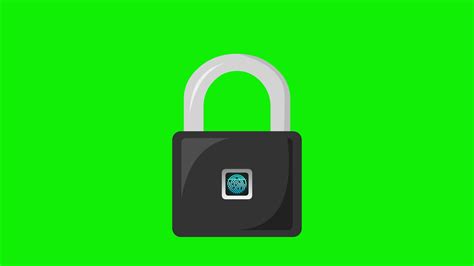 2d biometric fingerprint padlock unlock animation 4k green screen