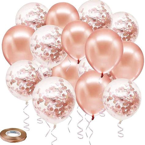 40 Stuks Rose Goud Roze Gold Helium Ballonnen Met Lint Papieren