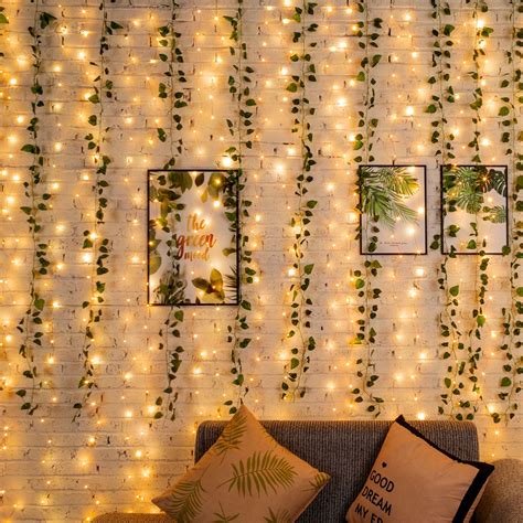 Artificial Ivy Garland With Led String Lights Boho Room Decor Fairy