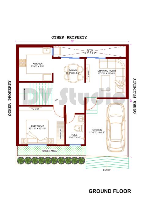 30X30 House Design Option 2 DV Studio