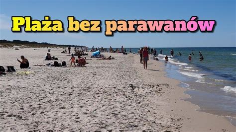 Plaża pod Wydmą Łącka bez parawanów nad Morzem Bałtyckim raj cisza