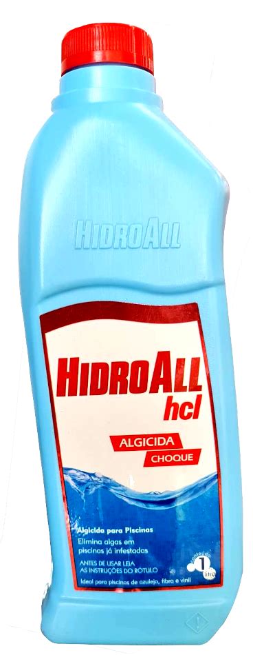 Algicida Choque Para Piscina 1 Litro Hcl Hidroall Agro E Pets