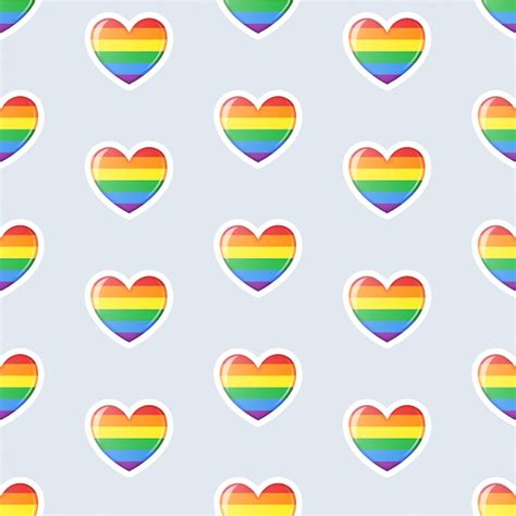 Premium Vector Rainbow Striped Hearts Seamless Pattern Lgbt