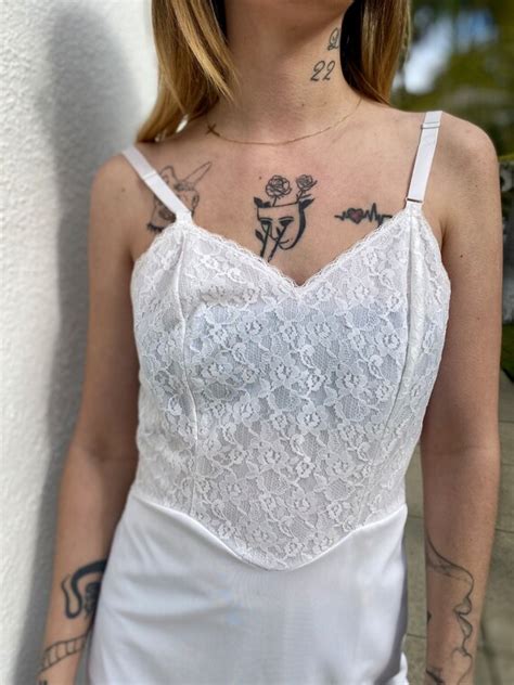 Vintage White Lace Slip Vintage Lingerie Sheer Slip Gem