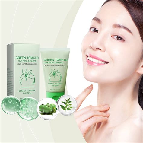 Facial Green Tomato Clay Pack Cleanser Natural Ingredients Deeply Cleanse The Skin Moisturizes