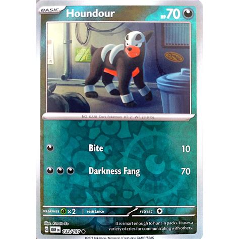 Pokemon TCG Houndour 132 197 Obsidian Flames Common Reverse Holo