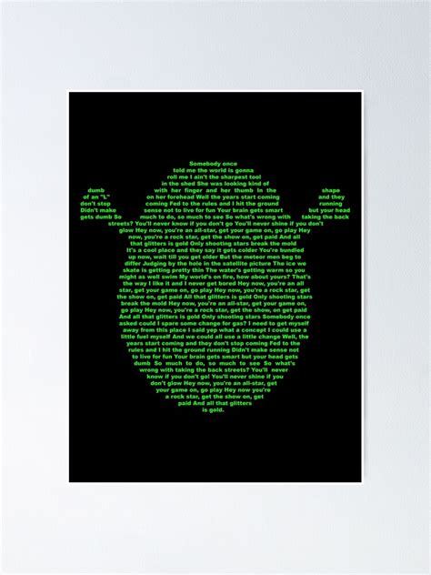 "Shrek - Lyrics to All-Star by Smash Mouth" Poster for Sale by Red ...