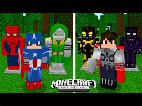 NOVO ADDON INCRÍVEL DE HERÓIS DA MARVEL PARA MINECRAFT PE YouTube