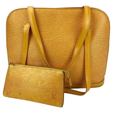 Louis Vuitton Yellow Epi Lussac Tote And Pochette For Sale At 1stDibs