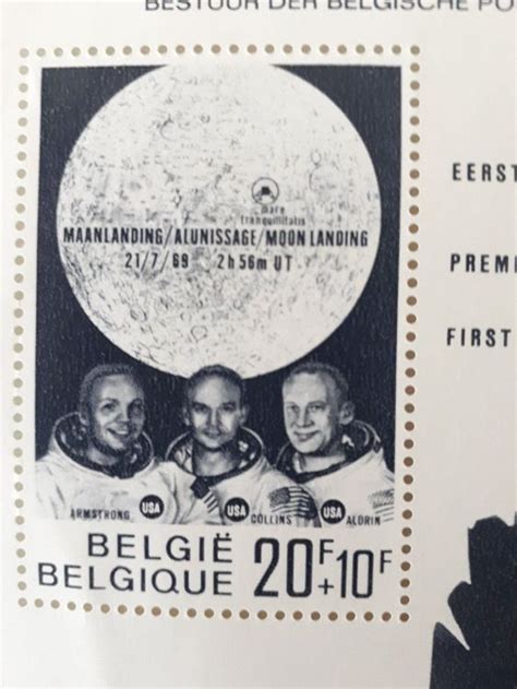 Neil Armstrong Apollo 11 Briefmarkenblock Belgien 1969 Kaufen Auf