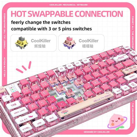 CoolKiller CK75 Transparent Mechanical Keyboard-Peach Pink