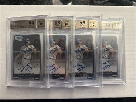 LOT Of 4 2012 BOWMAN DRAFT COREY SEAGER CHROME BASE AUTO REFRACTOR