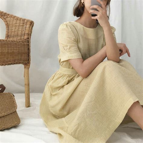 Korean Yellow Dress Aesthetic Atelier Yuwaciaojp