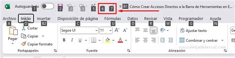 Cómo Crear Accesos Directos a la Barra de Herramientas en Excel Ninja