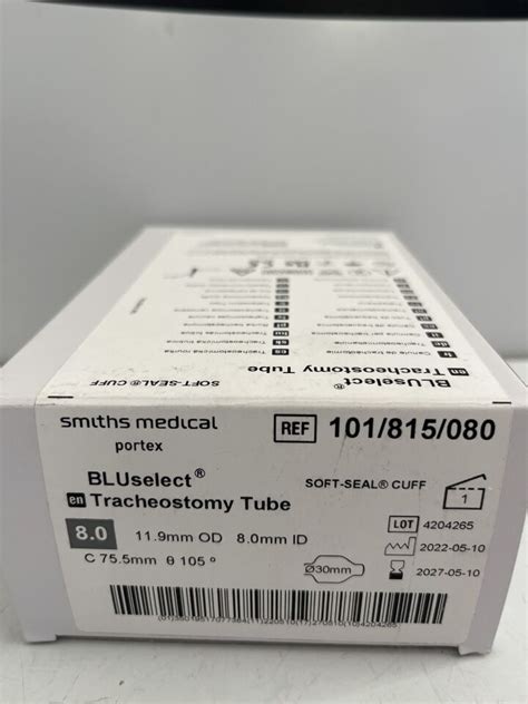 New Smiths Medical Portex 101815080 Bluselect Tracheostomy Tube Soft