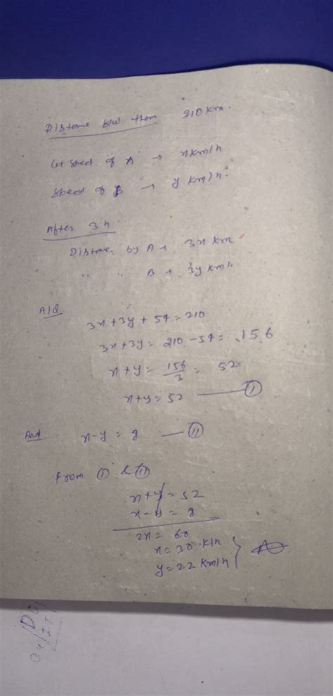 1 Distance Between Two Places A And B Is 210 K M Two