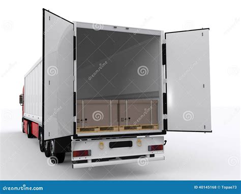 Truck with open trailer stock photo. Image of cargo, industry - 40145168