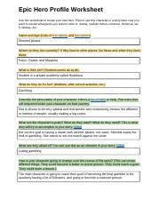 Create Your Own Epic Hero Profile Worksheet For Character Course Hero