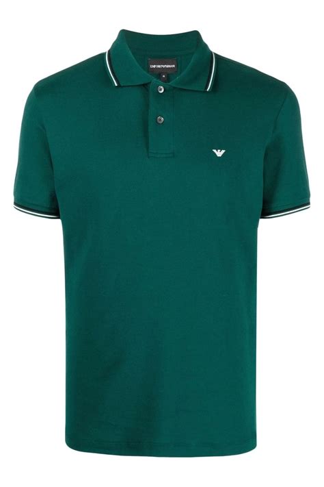 Emporio Armani Contrast Trim Polo Shirt Green Clothing From Circle