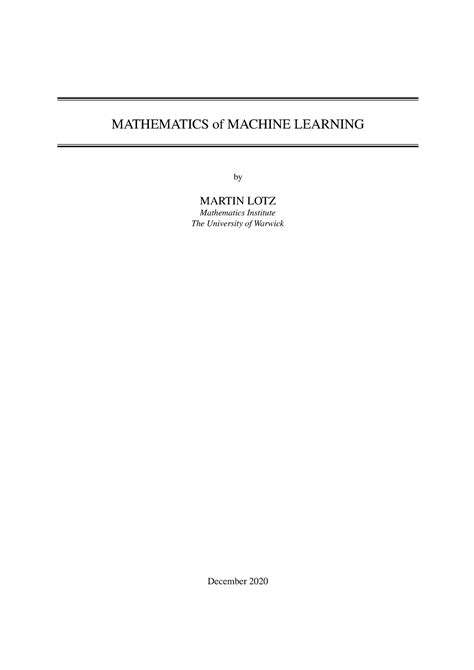 Mml Full Module Notes MATHEMATICS Of MACHINE LEARNING By MARTIN