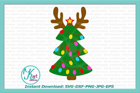 Reindeer svg, svg Christmas tree, Christmas lights svg, Antlers svg ...