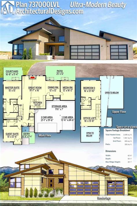 1 5 Story Modern House Plan Regency Modern Style House Plans In 2019