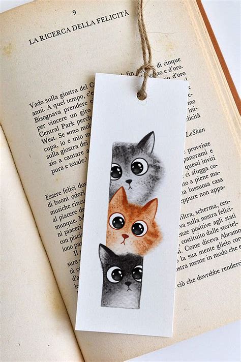 Cat Bookmark Printable Bookmark Cat Lover Gift Watercolor - Etsy