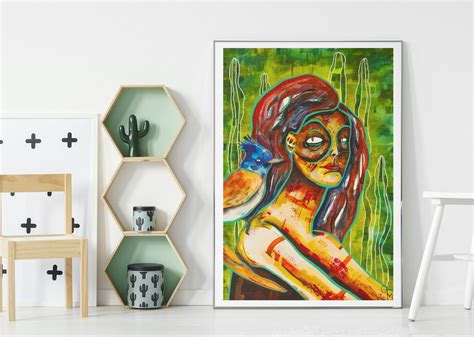 Surreal Painting Trippy Art Women Naked Woman Witch Wall Etsy