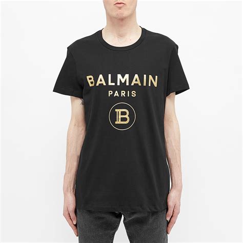 Balmain Foil Logo T Shirt Black And Gold Mrsorted