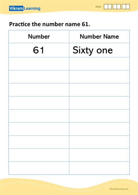 Download Practice The Number Name 61 Worksheets