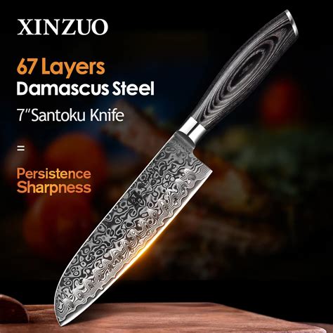 Xinzuo 7 Inch Santoku Knife Japanese Damascus Kitchen Knife High