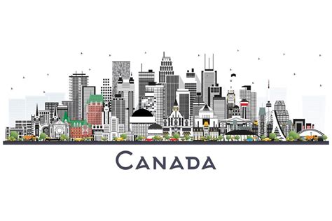 Canada City Skyline with Gray Buildings Isolated on White