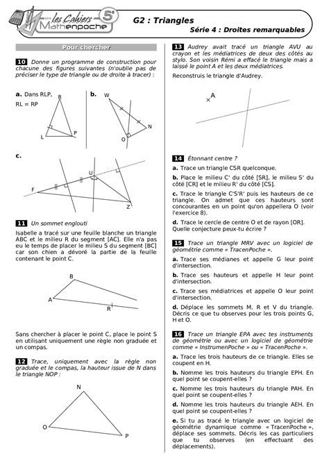 Droites Remarquables Dun Triangle Exercices FR AlloSchool